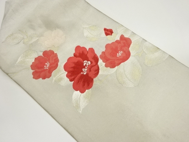 山茶花模様織出し名古屋帯